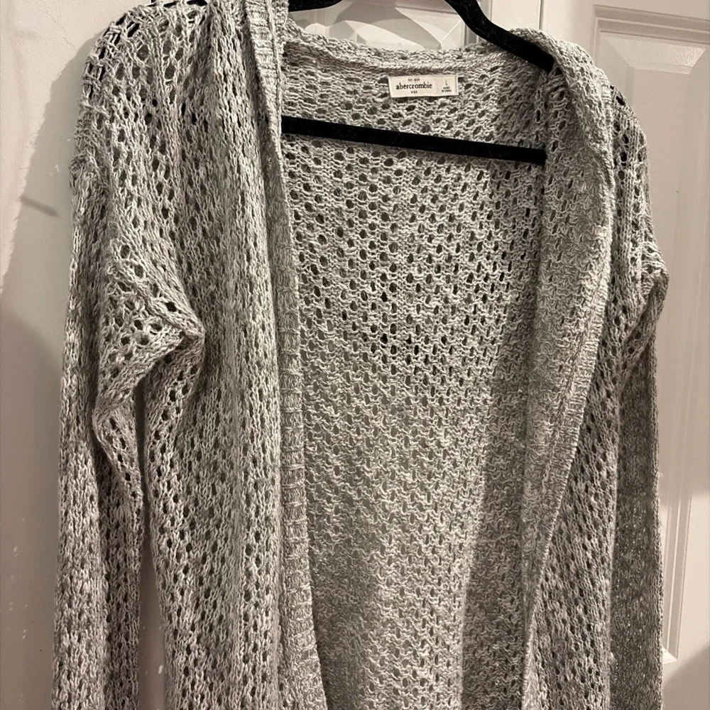 Abercrombie & Fitch Light Gray Open-Knit Women's Cardigan - Picture 2 of 7